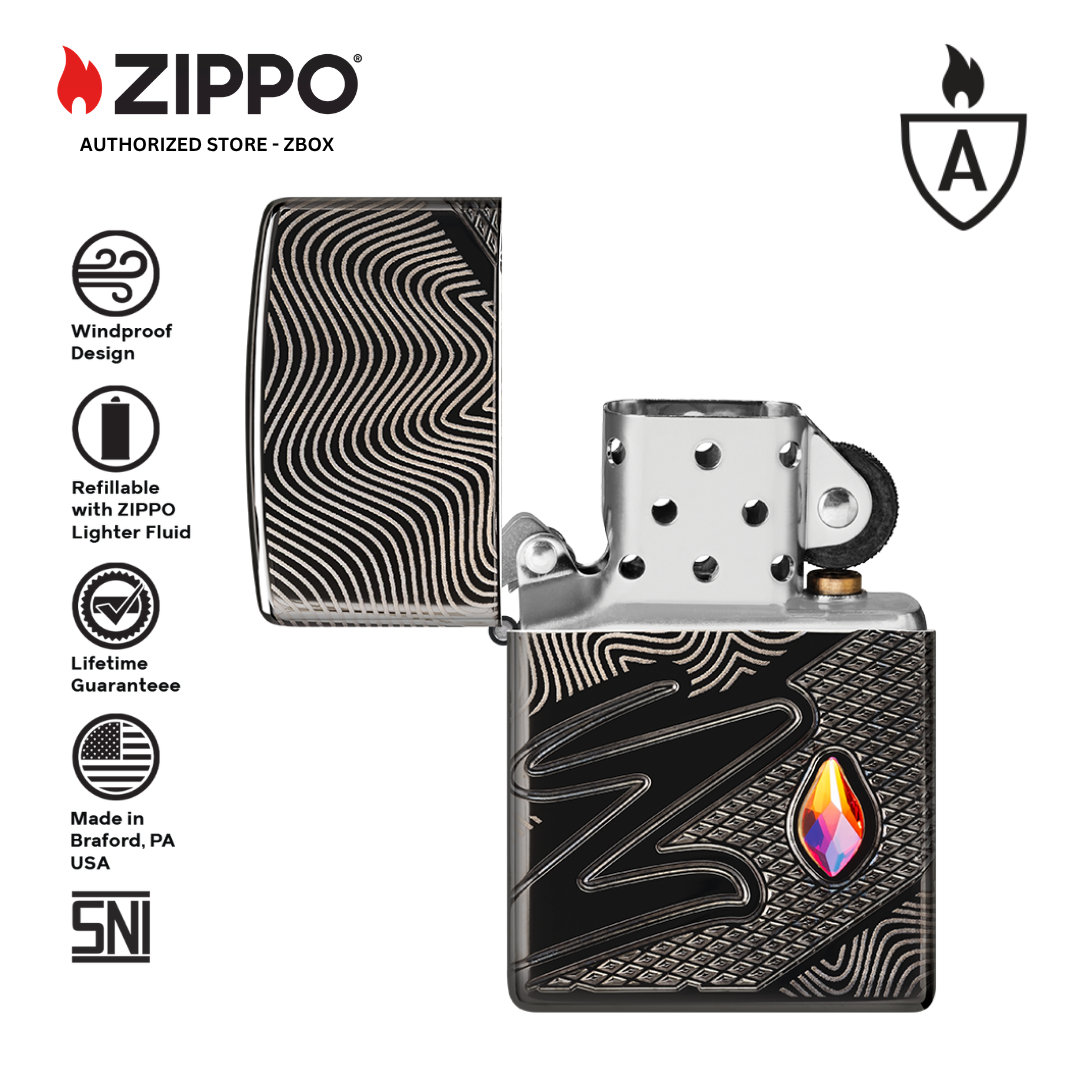 46928 - ZIPPO Z Crystal Design Armor High Polish Black