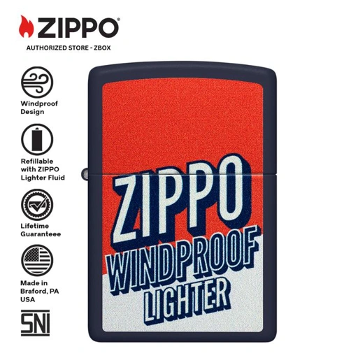 Image of 46486 - ZIPPO® Retro Design - Navy Blue Matte with Colour Inage