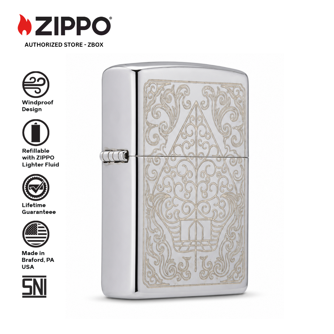 ZIPPO ZI-25001 BATIK INDONESIA, HIGH POLISH CHROME