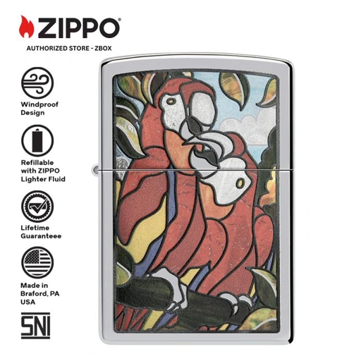 Image of 46142 - ZIPPO® Parrot Pals Design - High Polish Chrome with Colour Image