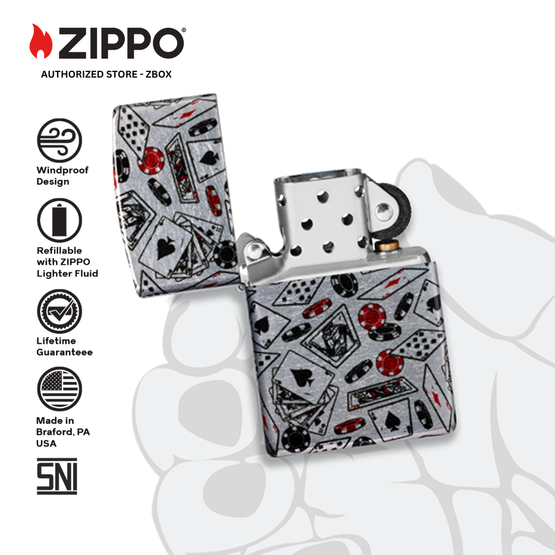 47157 - ZIPPO Let the Chips Fall Design Tumbled Chrome