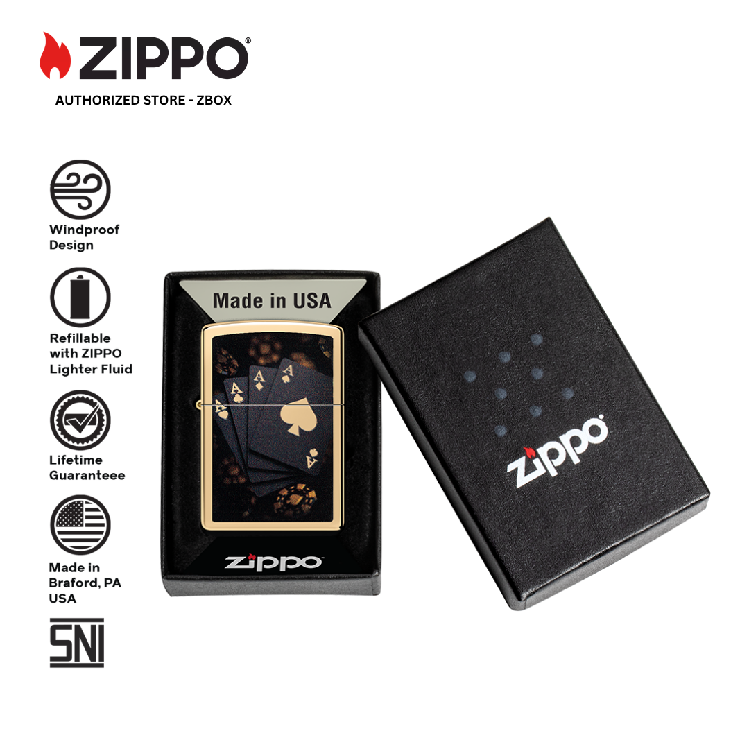 47141 - ZIPPO Lucky Aces High Polish Brass