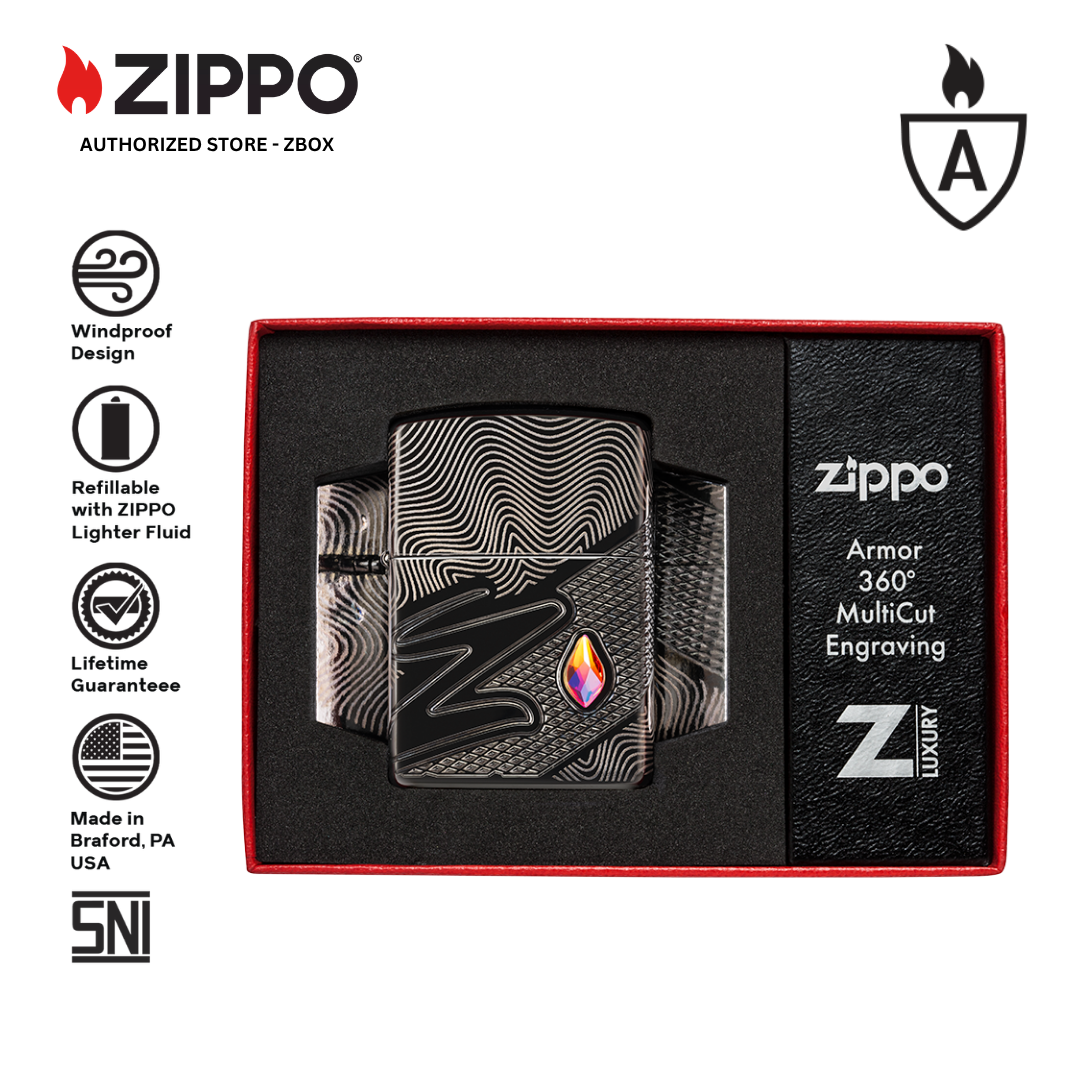 46928 - ZIPPO Z Crystal Design Armor High Polish Black