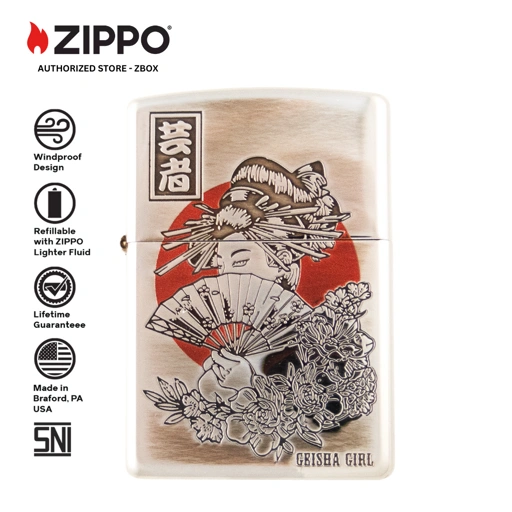 Image of ZIPPO Original CZA-2-50 Japanese Geisha Girl - Korek Api Windproof USA