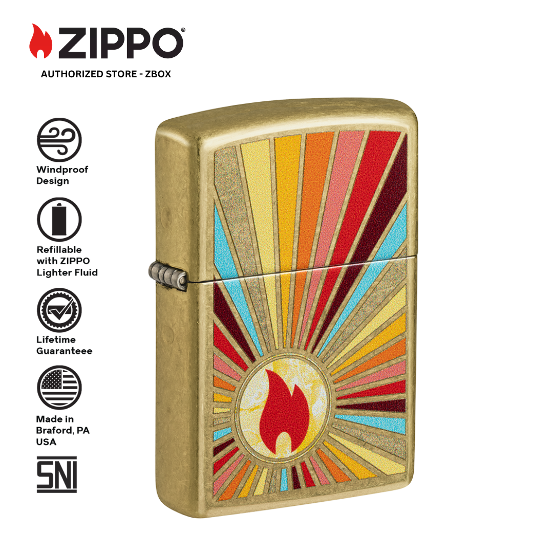 46957 - ZIPPO Beaming Flame Design Street Brass
