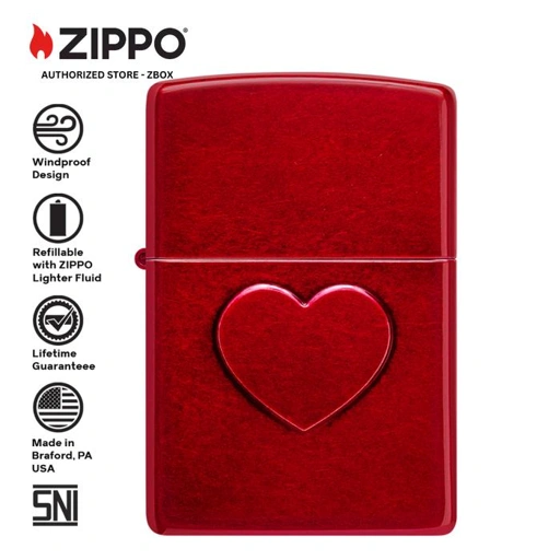 Image of 46588 - ZIPPO® Stamped Heart Design - Candy Apple Red with Stamped Decoration