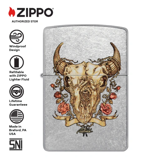 Image of ZIPPO Original 48559 Rick Rietveld - Street Chome with Colour Image - Korek Api Windproof USA