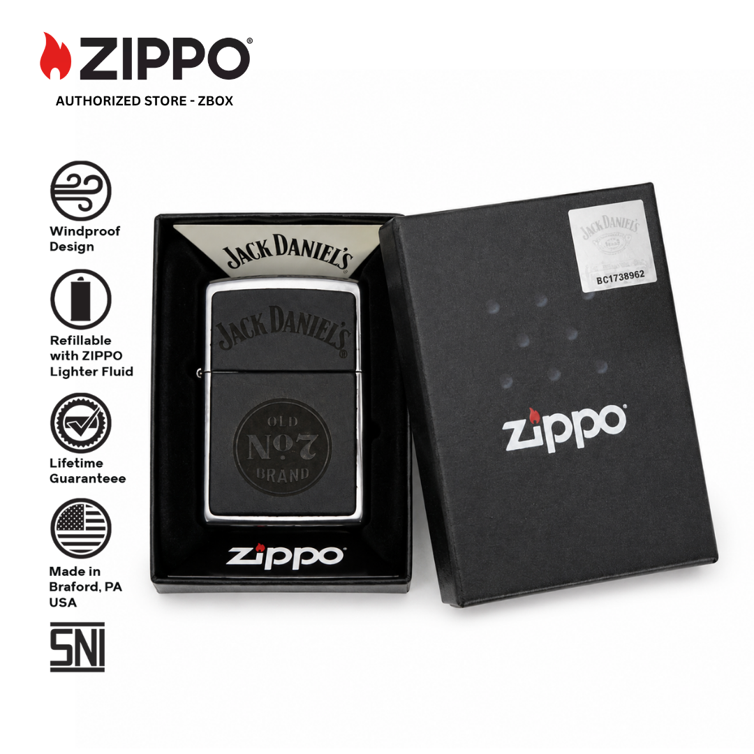 47417-ZIPPO JD Street Chrome, Leather Emblem