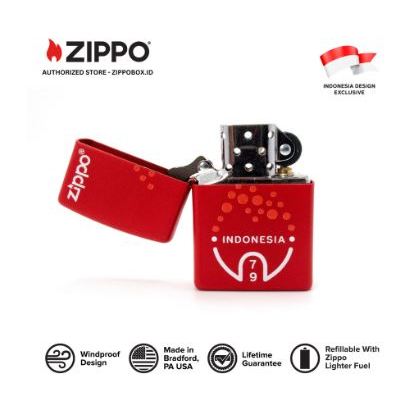 233-114720 ZIPPO RI HUT 79 Matte Red with Color Image