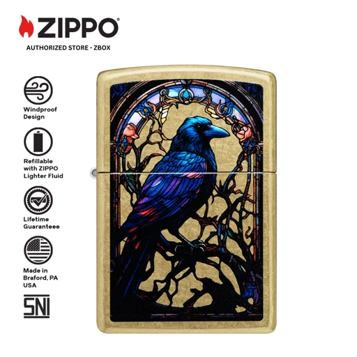 Image of 46946 - ZIPPO Stained Glass Raven Design