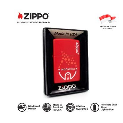 233-114720 ZIPPO RI HUT 79 Matte Red with Color Image