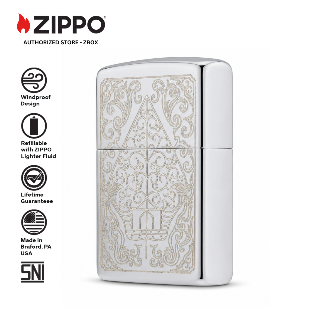 ZIPPO ZI-25001 BATIK INDONESIA, HIGH POLISH CHROME