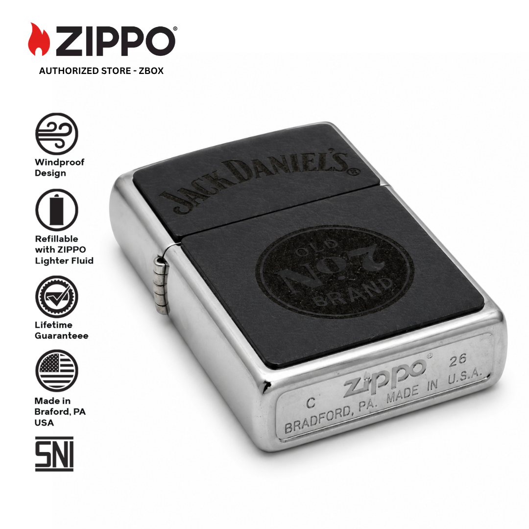 47417-ZIPPO JD Street Chrome, Leather Emblem
