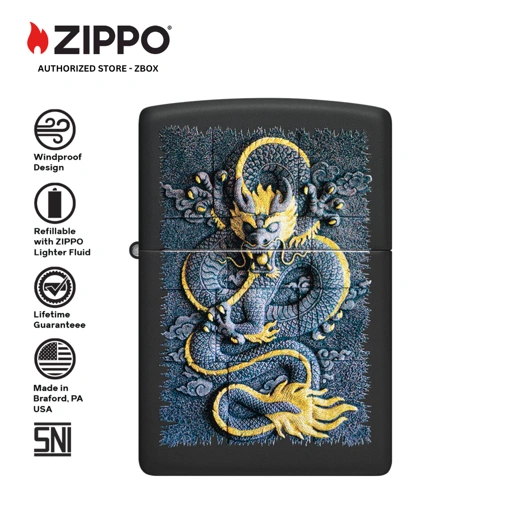47181 – ZIPPO Stone Dragon Black Matte