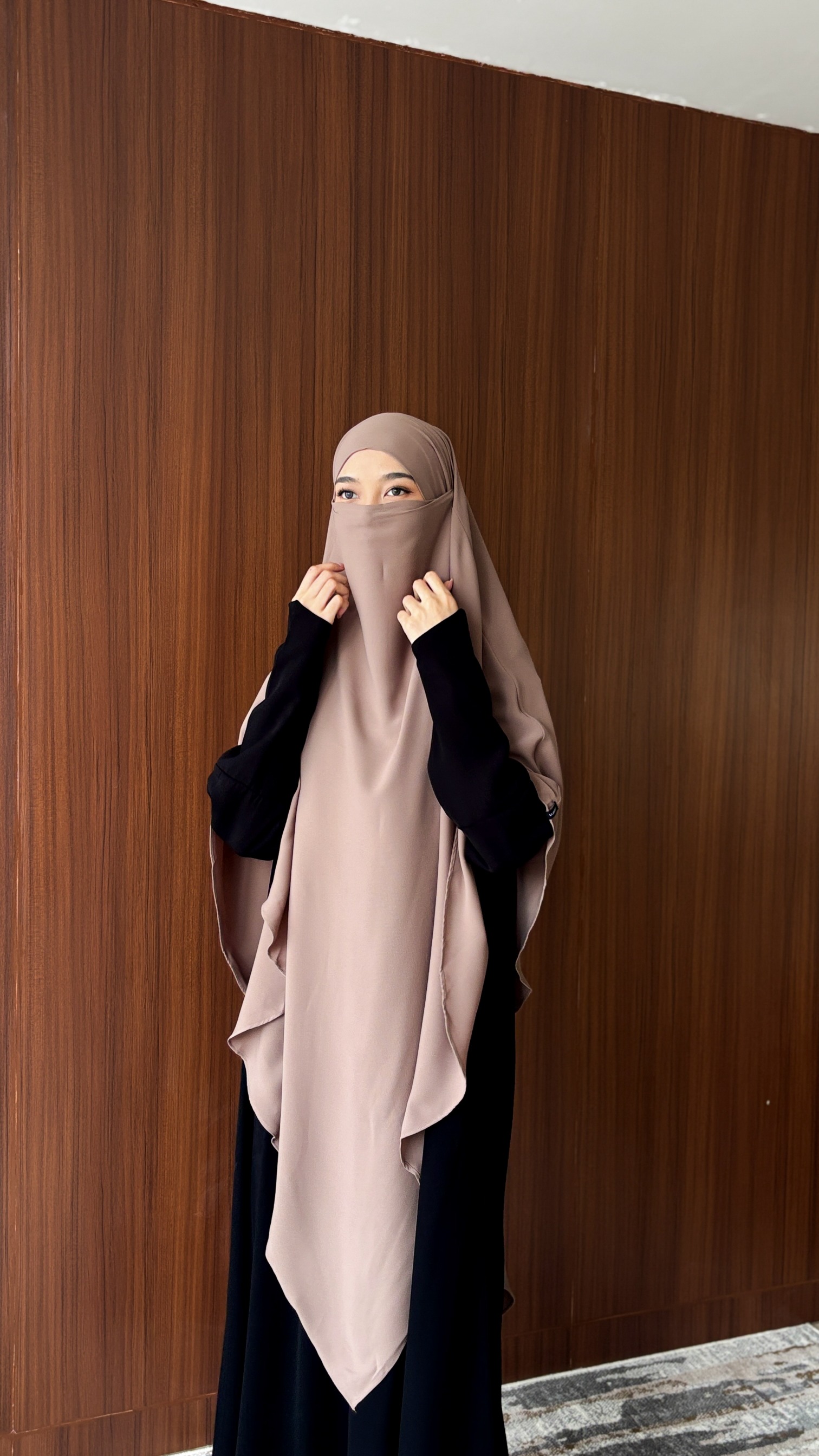French Khimar Long Anti UV - Mocca