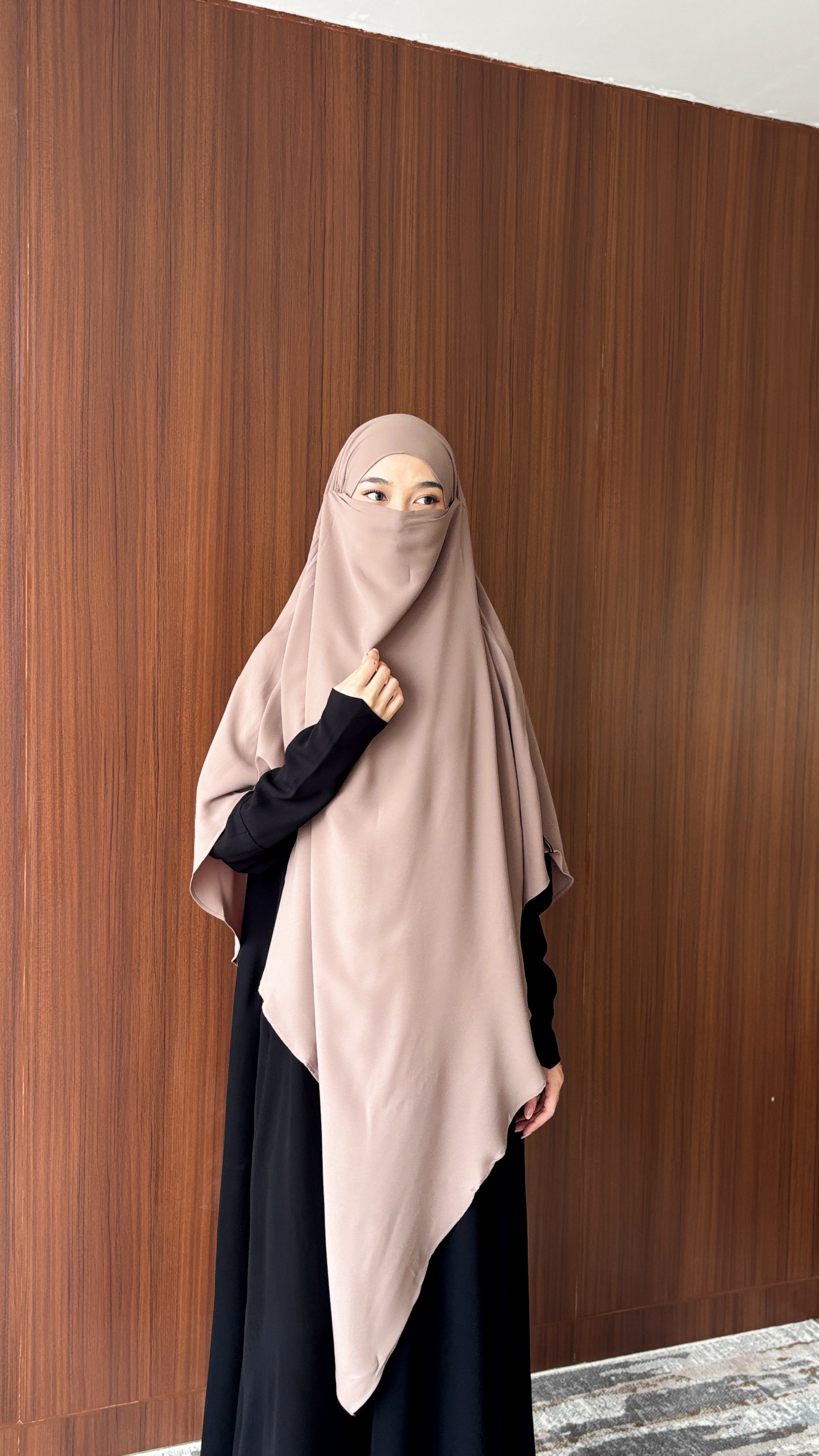 French Khimar Long Anti UV - Mocca