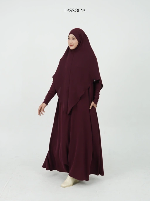 Image of French Khimar Anti UV - Maroon