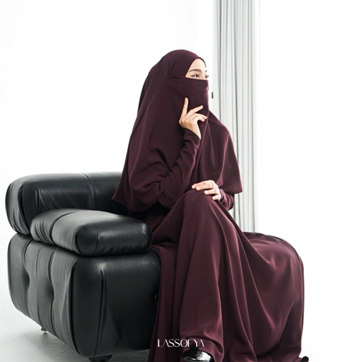 Image of French Khimar Anti UV - Burgundy