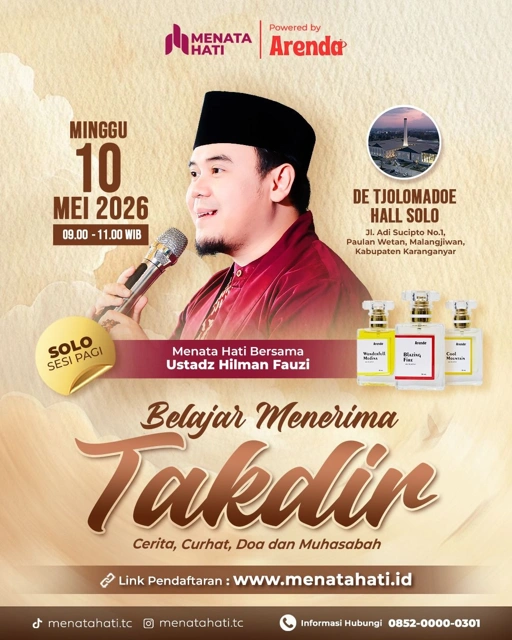 Image of MH Solo plus PARFUM ARENDA Sesi Jam 09 | Belajar Menerima Takdir | Minggu, 10 Mei 2026