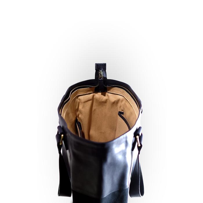 VOYEJ Grote II Tote Bag Leather Canvas Black - Tas Kulit Unisex