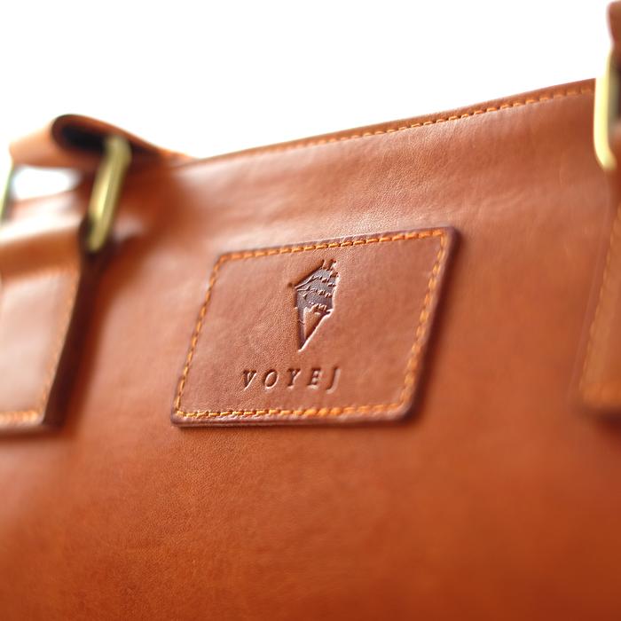 VOYEJ Grote II Tote Bag Leather Canvas Brown - Tas Kulit Unisex