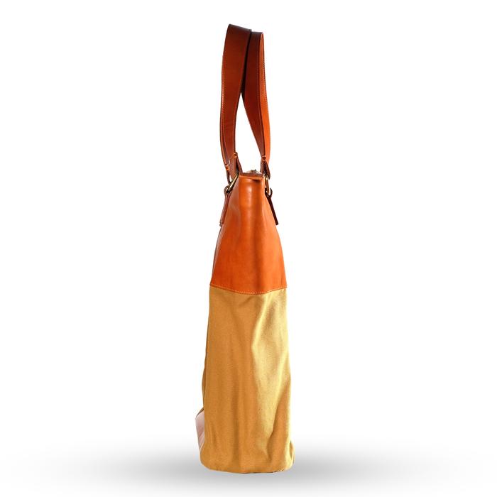 VOYEJ Grote II Tote Bag Leather Canvas Brown - Tas Kulit Unisex