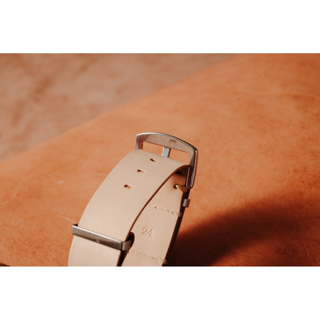 VOYEJ Raya III - Nato Strap Jam Tangan Kulit - NATURAL, 20 mm