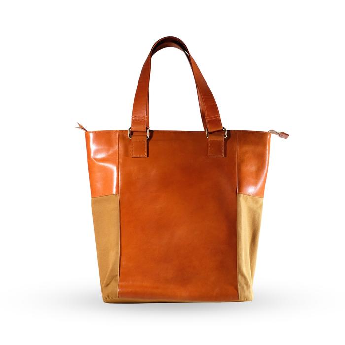 VOYEJ Grote II Tote Bag Leather Canvas Brown - Tas Kulit Unisex