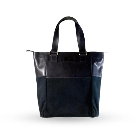 Image of VOYEJ Grote II Tote Bag Leather Canvas Black - Tas Kulit Unisex