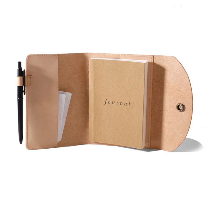 VOYEJ Notebook Cover III - Buku Catatan Cover Kulit Asli - Beige