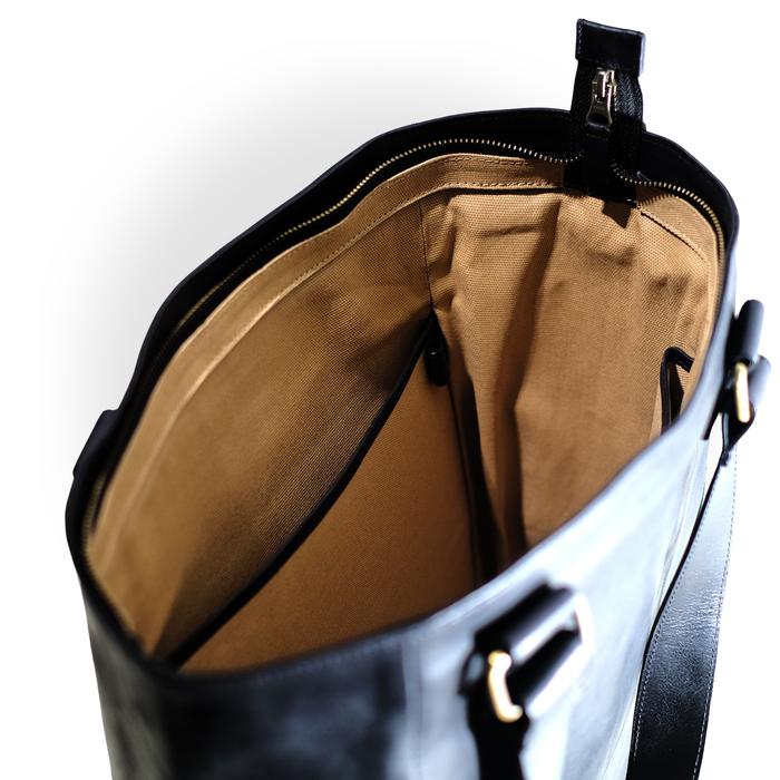 VOYEJ Grote II Tote Bag Leather Canvas Black - Tas Kulit Unisex
