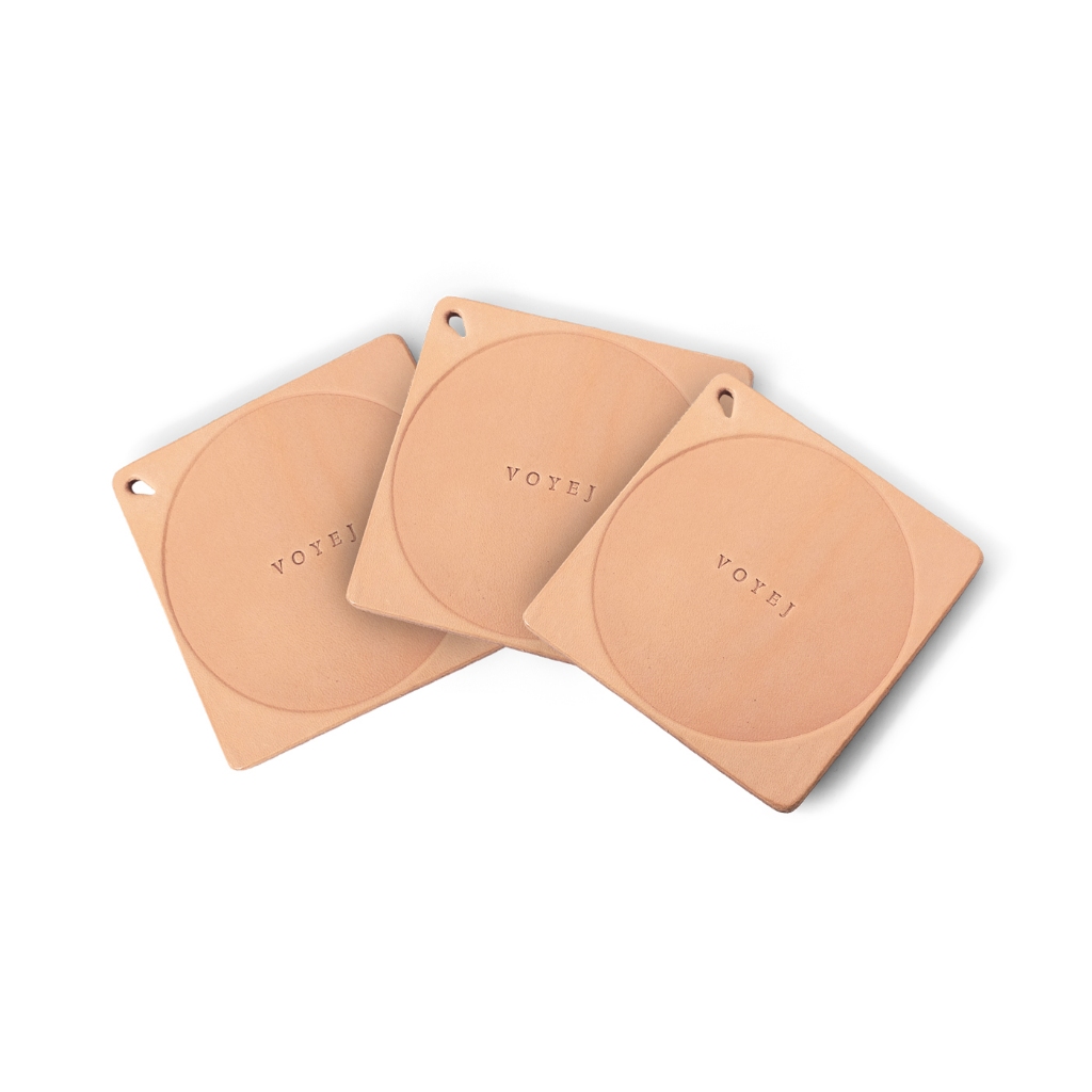 VOYEJ Leather Coaster BUNDLING - Tatakan Gelas Kulit Sapi Asli