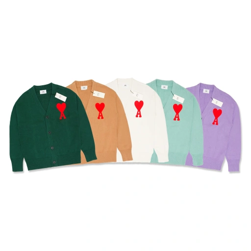 Image of AMI Red Heart Embroidery Knitted Cardigan