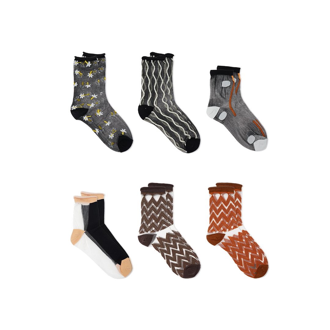 Hansel From Basel Pattern Sheer Crew Socks
