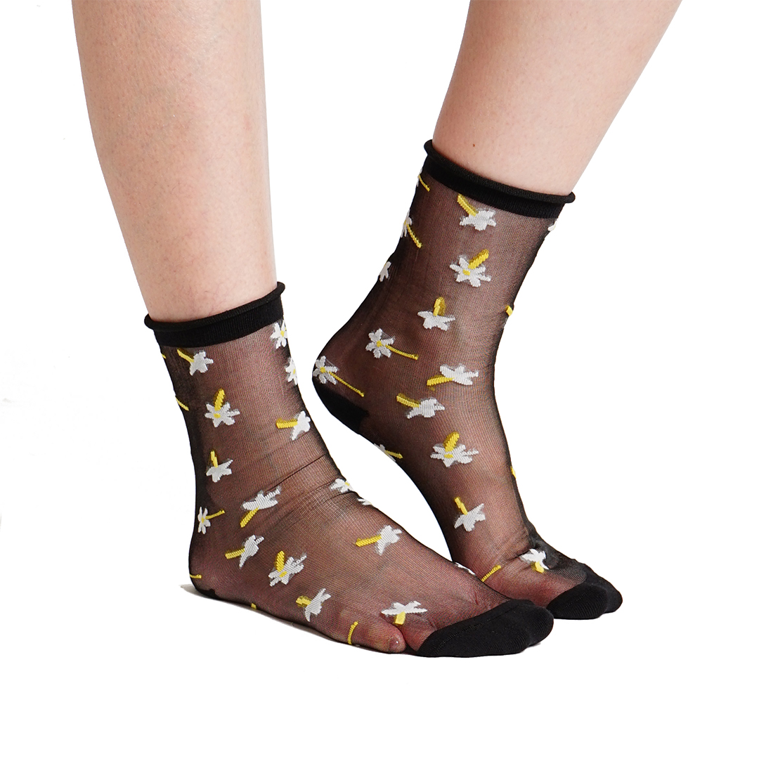 Hansel From Basel Pattern Sheer Crew Socks