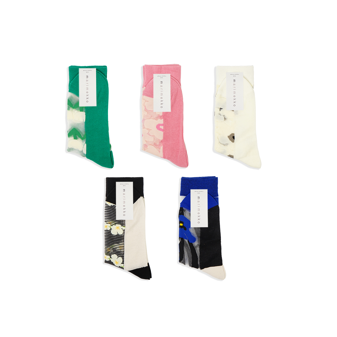 Marimekko Patterned Sheer Mid Socks