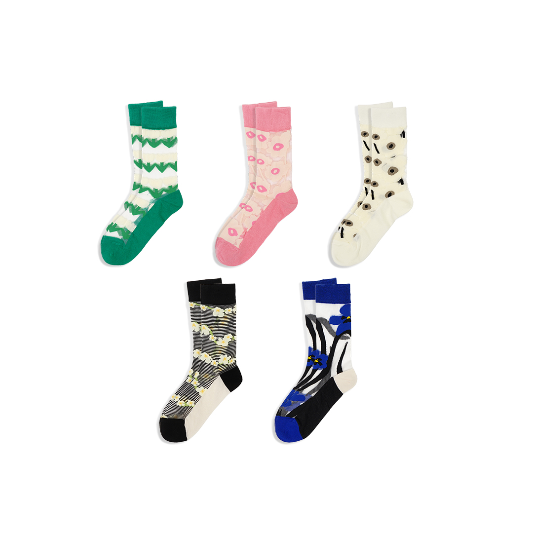 Marimekko Patterned Sheer Mid Socks