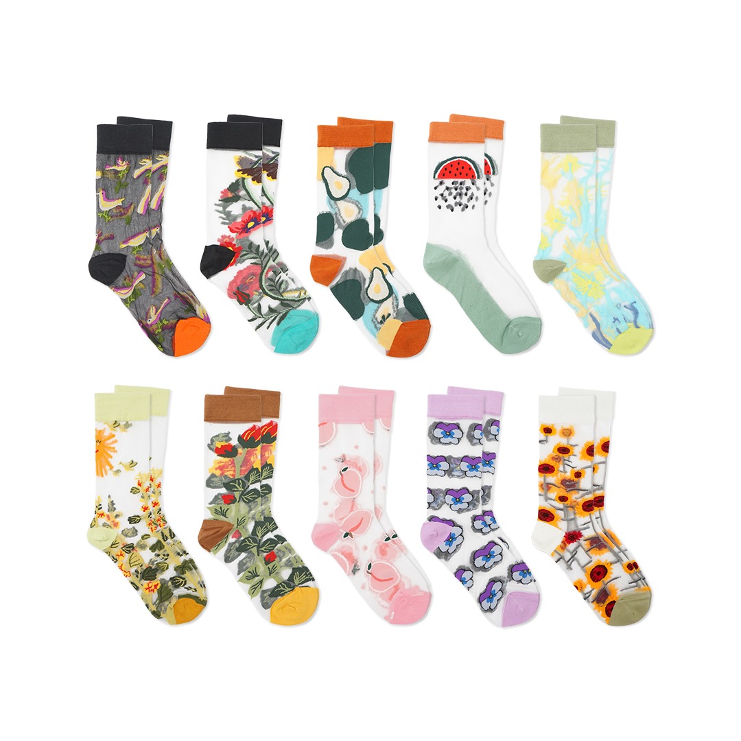 Bonne Maison Patterned Sheer Mid Socks