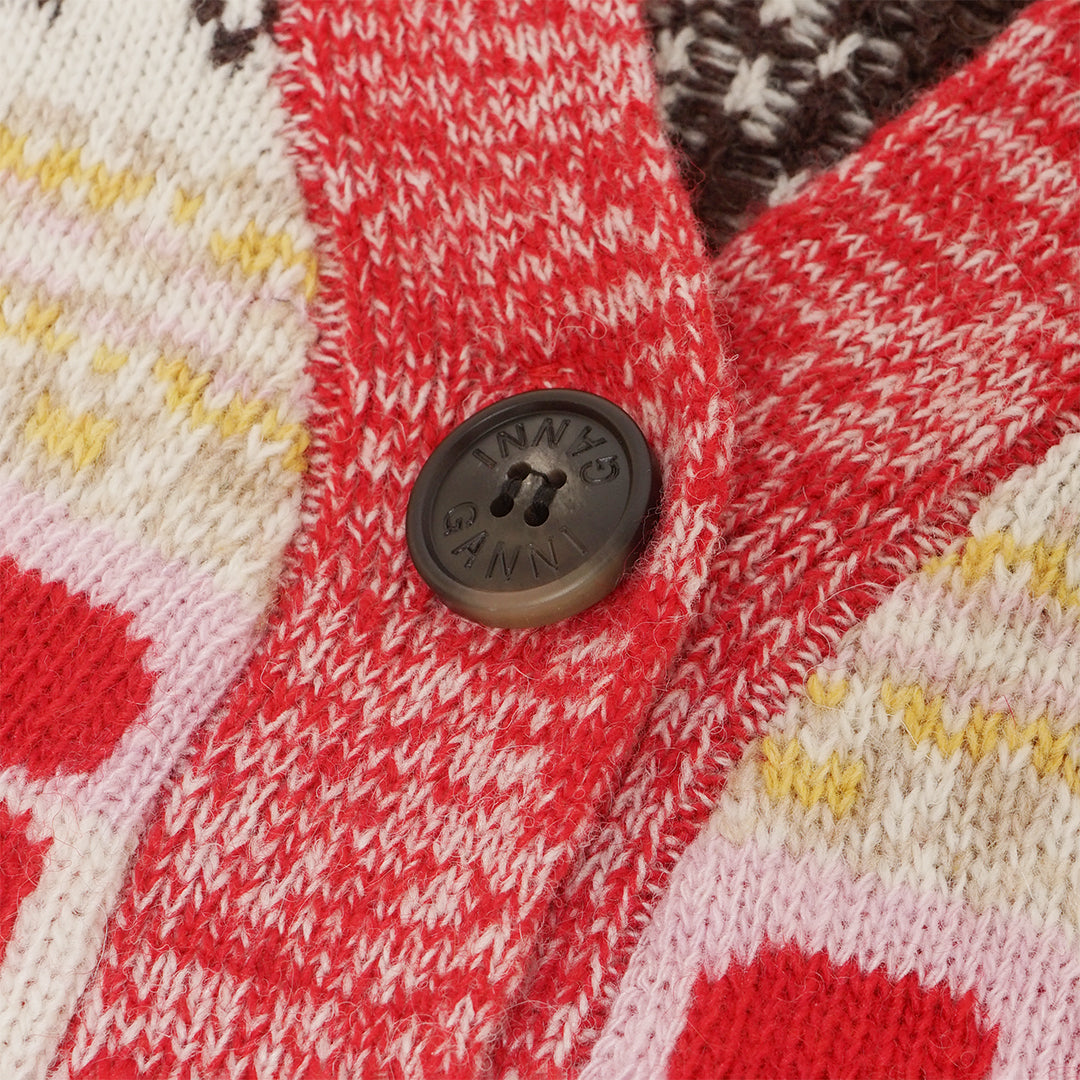 GANNI Logo Intarsia Knitted Cardigan