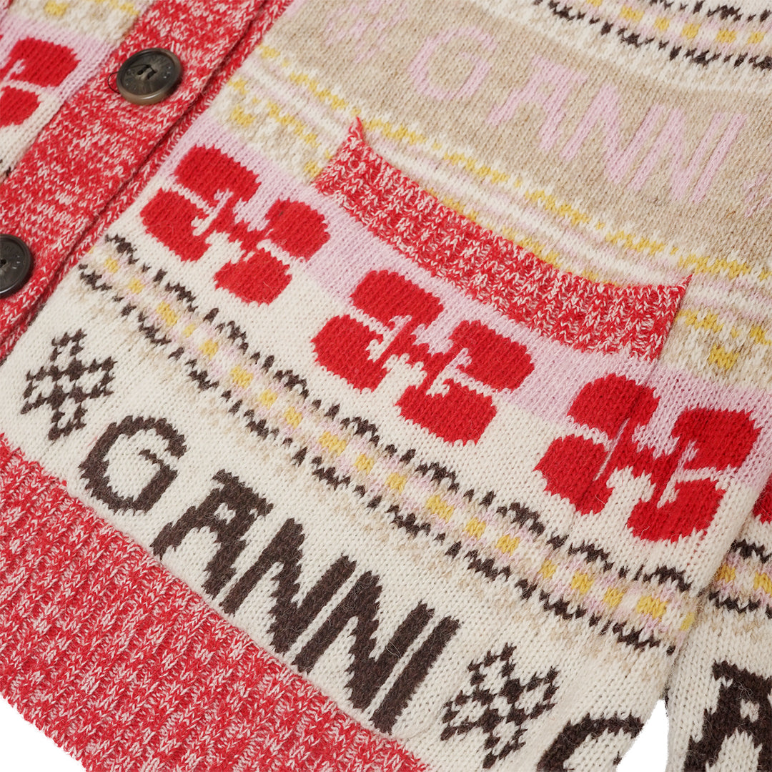 GANNI Logo Intarsia Knitted Cardigan