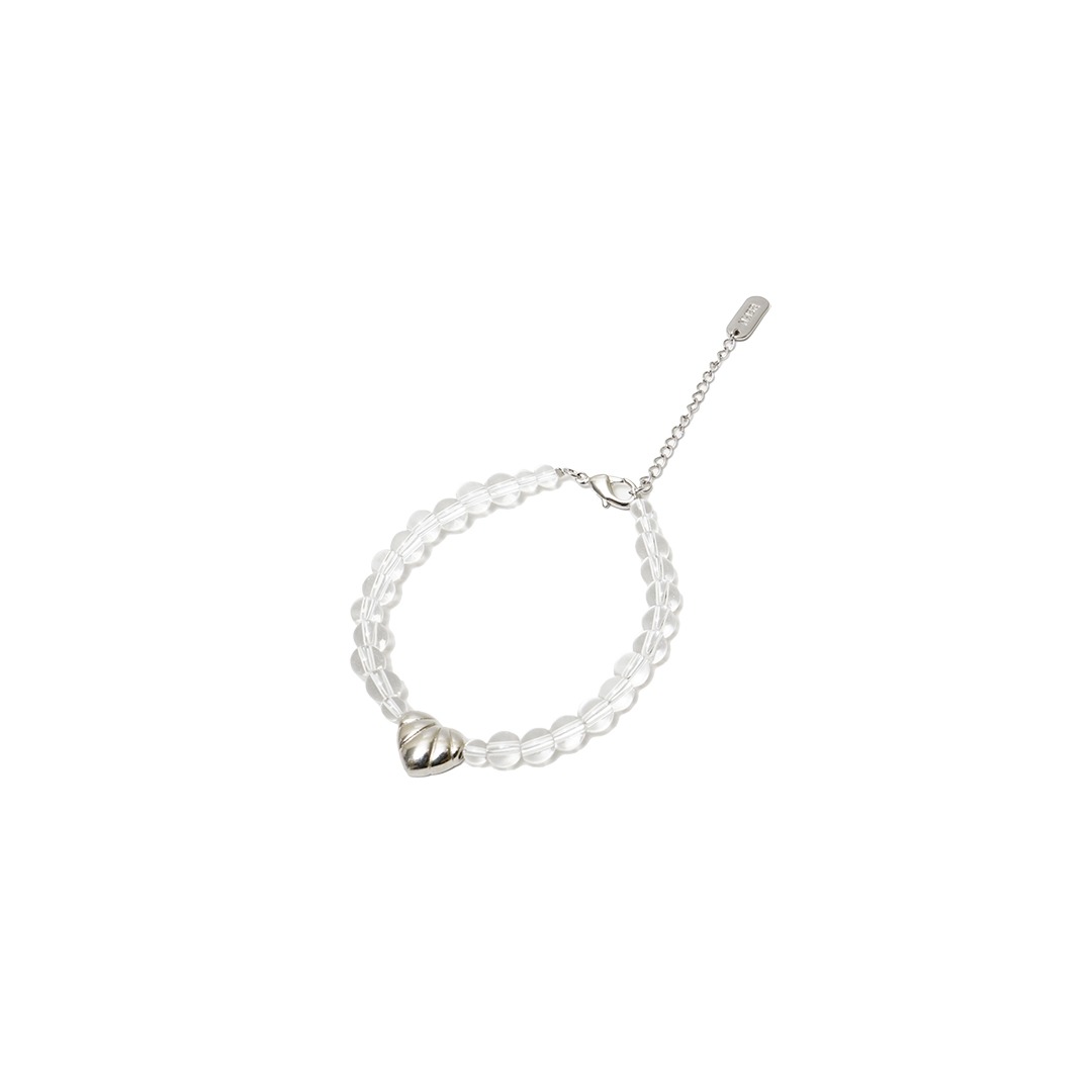 Numbering Wavy Heart Clear Quartz Bracelet