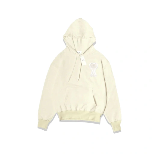 Image of AMI Big Heart Patch Hoodie Beige