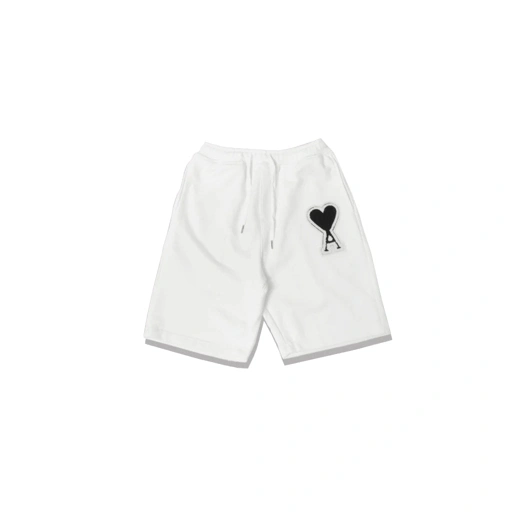 Image of AMI Big Heart Patch Shorts White