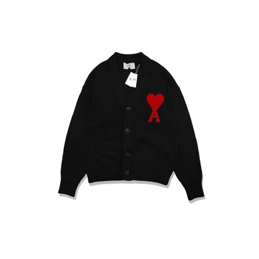 Image of 4M1 Red Heart Knitted Cardigan Black