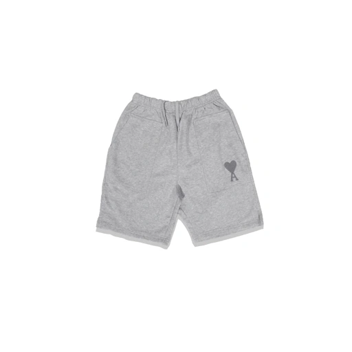 Image of AMI Solid Heart Logo Shorts Light Grey