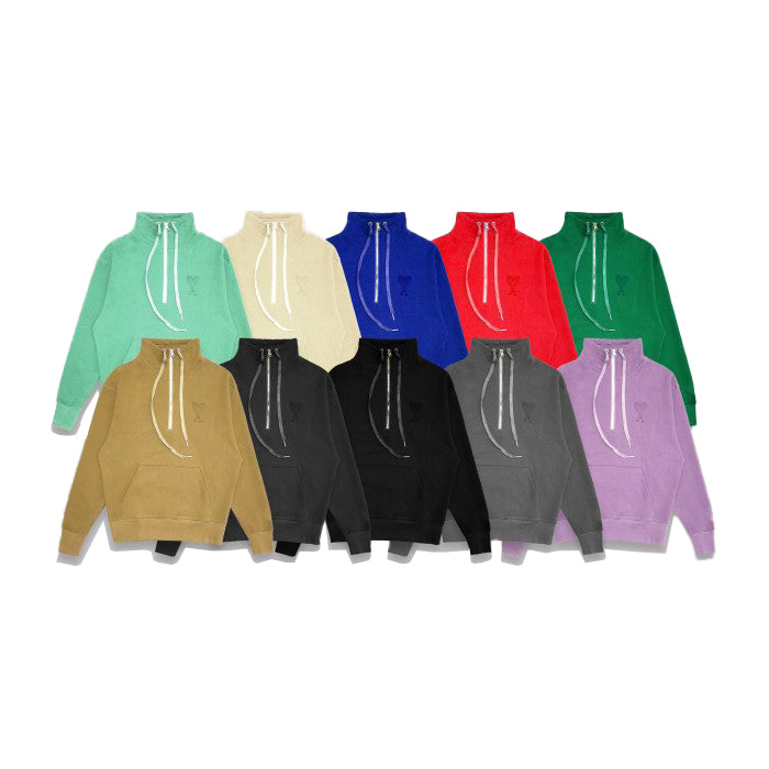 AMI Solid Logo Half Zip Jacket