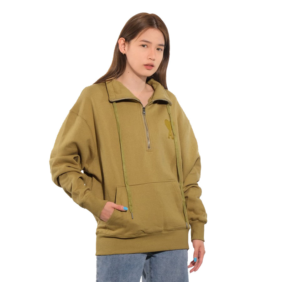 AMI Solid Logo Half Zip Jacket