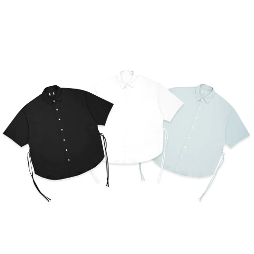 Image of Junred Slit Cord Short Sleeve Shirt