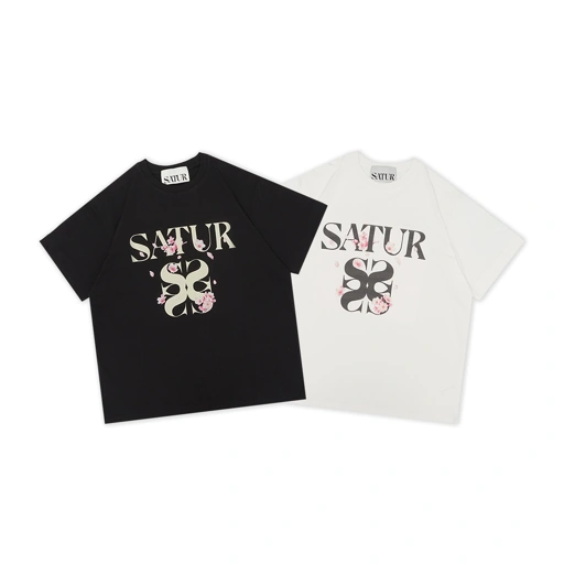 Image of SATUR Cherry Blossom Graphic T-Shirt