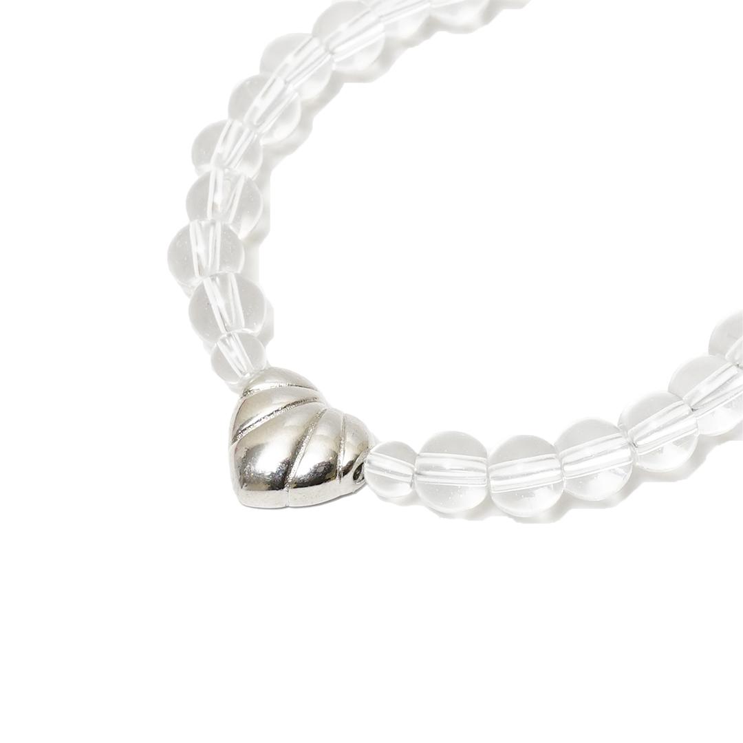 Numbering Wavy Heart Clear Quartz Bracelet